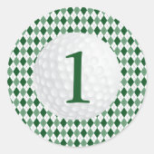 Golf Jongen 1e Verjaardag Ronde Sticker (Voorkant)