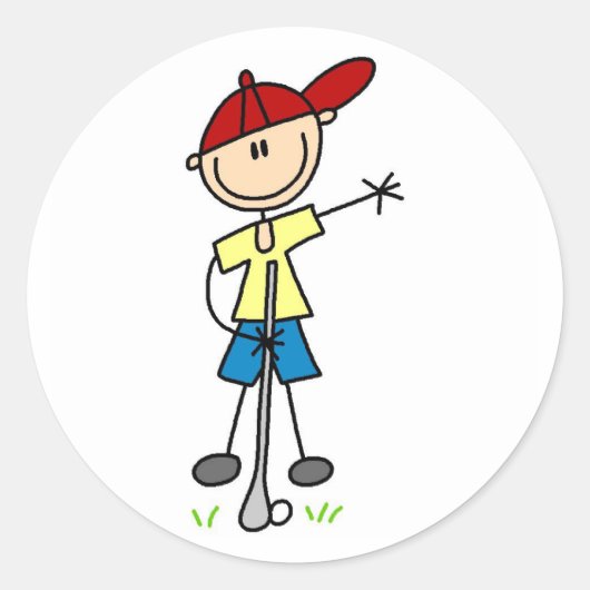 Golf Jongen Sticker (Voorkant)