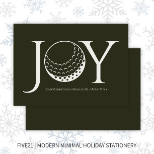 Golf Joy & Peace Donkergroen Flat Kerstmis Feestdagenkaart