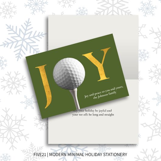 Golf Joy & Peace Green Gevouwen Kerstmis Feestdagen Kaart