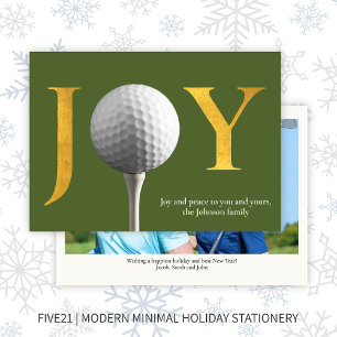 Golf Joy & Peace Green Kerstfoto Feestdagenkaart