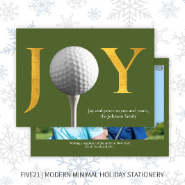 Golf Joy & Peace Green Kerstfoto Feestdagenkaart