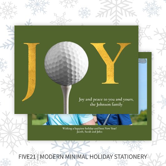 Golf Joy & Peace Green Kerstfoto Feestdagenkaart