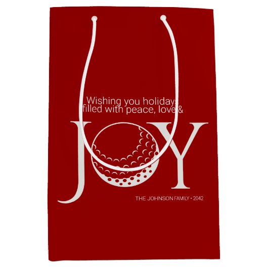 Golf Joy & Peace Kerstmis Medium Cadeauzakje (Voorkant)