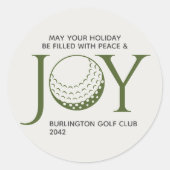 Golf Joy & Peace Kerstmis Ronde Sticker (Voorkant)