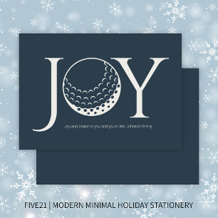 Golf Joy & Peace Navy Blue Flat Kerstmis Feestdagenkaart