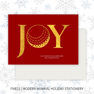 Golf Joy & Peace Red Flat Kerstmis Feestdagenkaart