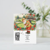 Golf juli Kerstmis met Santa Claus Golfen Feestdagenkaart (Staand voorkant)