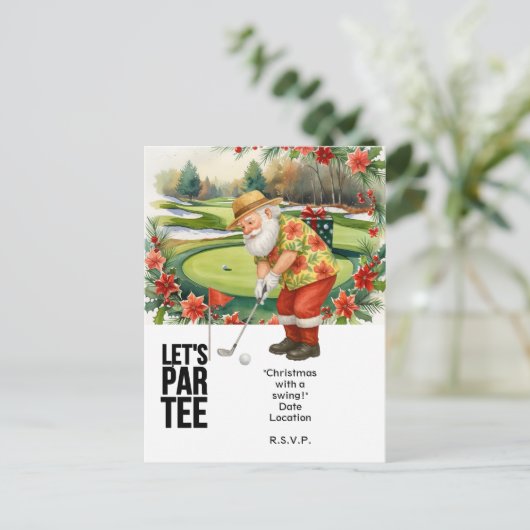 Golf juli Kerstmis met Santa Claus Golfen Feestdagenkaart (Staand voorkant)