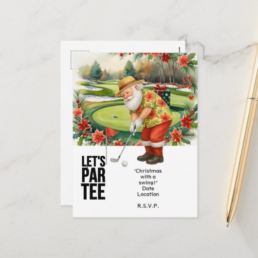 Golf juli Kerstmis met Santa Claus Golfen Feestdagenkaart (Voorkant / Achterkant in situ)