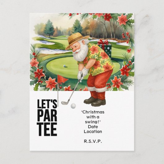 Golf juli Kerstmis met Santa Claus Golfen Feestdagenkaart (Voorkant)