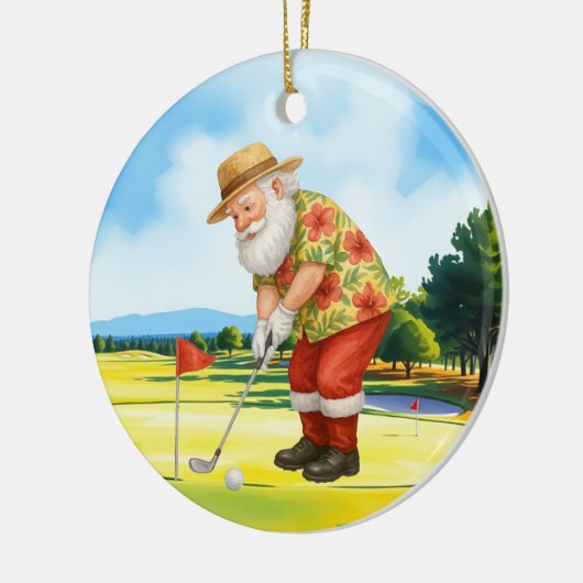 Golf juli Kerstmis met Santa Claus Golfen Keramisch Ornament (Links)
