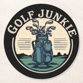 Golf Junkie  golftas ontwerp Ronde Kartonnen Onderzetter