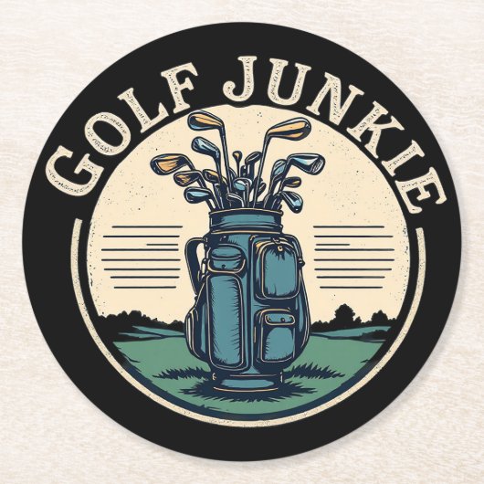 Golf Junkie  golftas ontwerp Ronde Kartonnen Onderzetter (Voorkant)