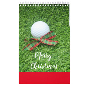 Golf-kalender met golfbal op groen gras kalender
