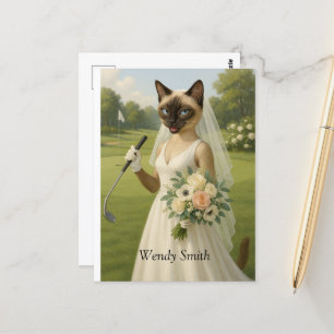 Golf Kat Vrouw golfer voor vrijgezellenfeestje Briefkaart