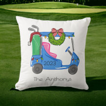 Golf Kerst Blauw Golf Winkelwagen Gepersonaliseerd