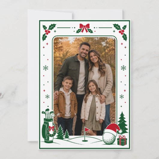 Golf Kerst Familie Foto Kaart Frame (Voorkant)
