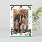 Golf Kerst Familie Foto Kaart Frame (Staand voorkant)