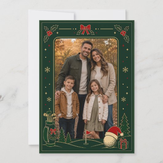 Golf Kerst Familie Foto Kaart Frame (Voorkant)