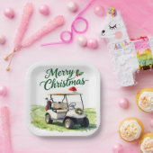 Golf Kerst Golfkar Papieren Bordje (Feest)