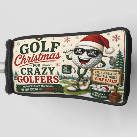 Golf Kerst Grappige tekst voor gekke golfer  Golfheadcover (Voorkant)