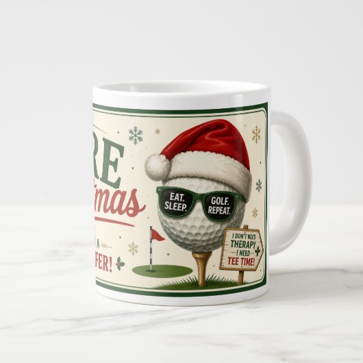 Golf Kerst Grappige uitspraak voor Golfer Grote Koffiekop (Voorkant rechts)