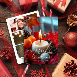 Golf Kerst Kaars • Familie Foto Feestdagenkaart