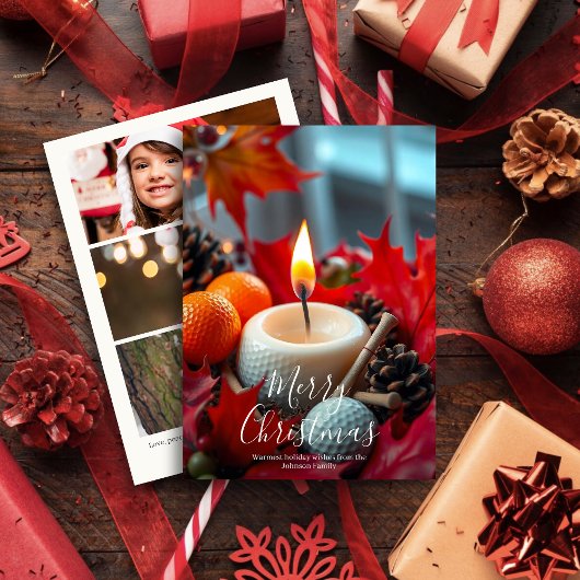 Golf Kerst Kaars • Familie Foto Feestdagenkaart