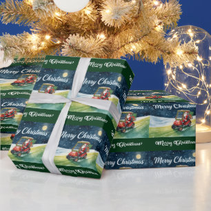 Golf kerst Kerstman die golfkar rijdt Cadeaupapier