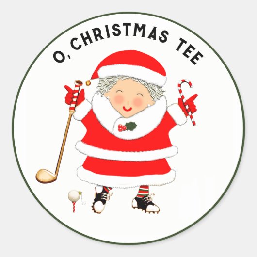 Golf Kerst Klassieker Ronde Sticker (Voorkant)