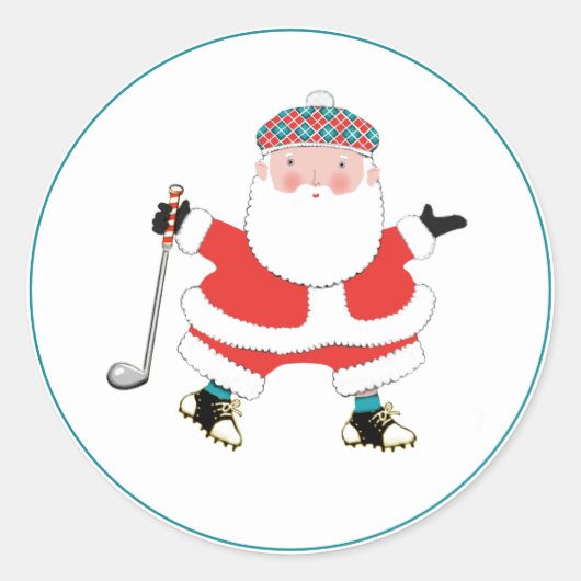 Golf Kerst Klassieker Ronde Sticker (Voorkant)