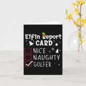 Golf Kerst Leuke Stoute Grappige Kerstlijst Golfer Kaart (Gele Bloem)
