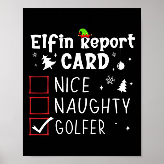 Golf Kerst Leuke Stoute Grappige Kerstlijst Golfer Poster (Voorkant)