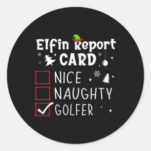 Golf Kerst Leuke Stoute Grappige Kerstlijst Golfer Ronde Sticker