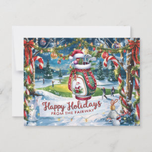 Golf Kerst met Golf tas op groen Briefkaart