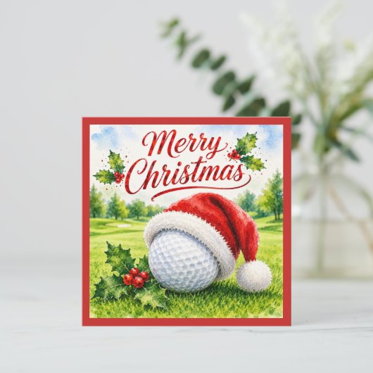 Golf Kerst met golfbal Feestdagenkaart (Staand voorkant)