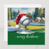 Golf Kerst met golfbal Kerstmuts Feestdagenkaart (Voorkant / Achterkant)