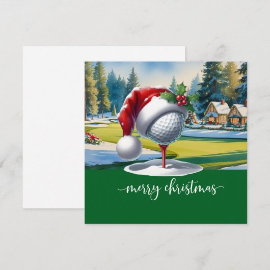 Golf Kerst met golfbal Kerstmuts Feestdagenkaart (Voorkant / Achterkant)