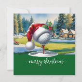 Golf Kerst met golfbal Kerstmuts Feestdagenkaart (Voorkant)