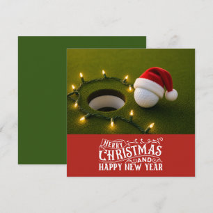 Golf Kerst met golfbal op green Feestdagenkaart