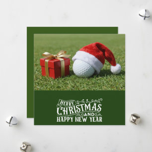 Golf Kerst met golfbal op het gras Feestdagenkaart