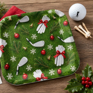 Golf Kerst met putting green thema Papieren Bordje