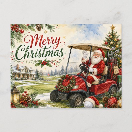 Golf kerst Par tee feest met Sinterklaas  Feestdagenkaart (Voorkant)