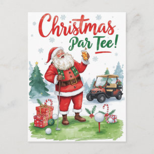 Golf Kerst par tee Kerstman op Green Feestdagenkaart