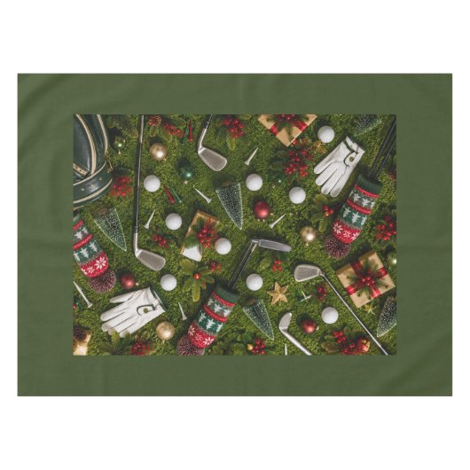 Golf Kerst Plat Liggen op Putting Green Tafelkleed (Voorkant (Horizontaal))