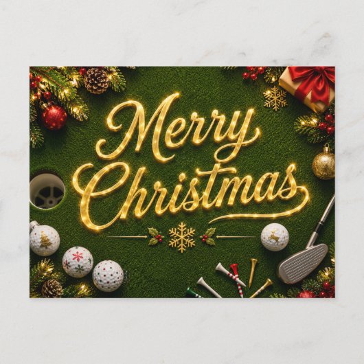 Golf Kerst Puttende Green Kerstkaart Briefkaart (Voorkant)
