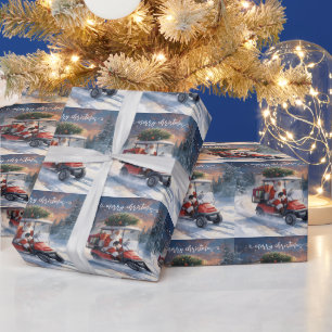 Golf kerst Santa Claus rijdend in golfkar Cadeaupapier