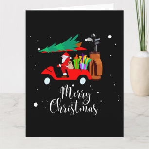 Golf kerst Santa Claus rijdend in golfkar   Kaart
