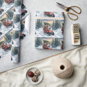 Golf kerst Santa Claus rijdt in een golfkar Cadeaupapier